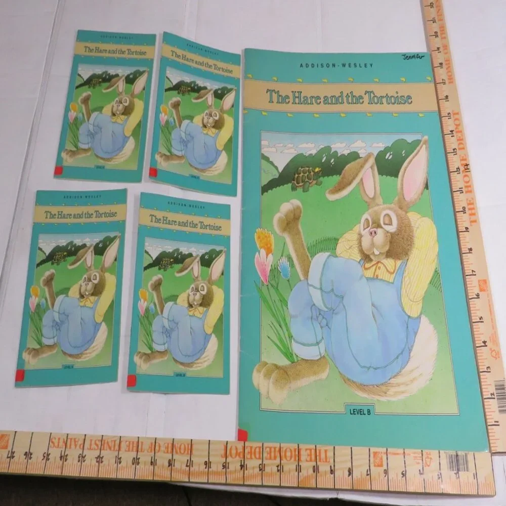 The Hare and the Tortoise (almost 2 feet tall) with (4) student story books